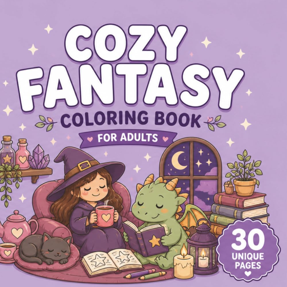 Cozy Fantasy Coloring Book for Adults: 30 Simple and Cute Relaxing Designs | Stress Relief, Mindfulness & Cozy Magical Scenes (Cozy Corner)