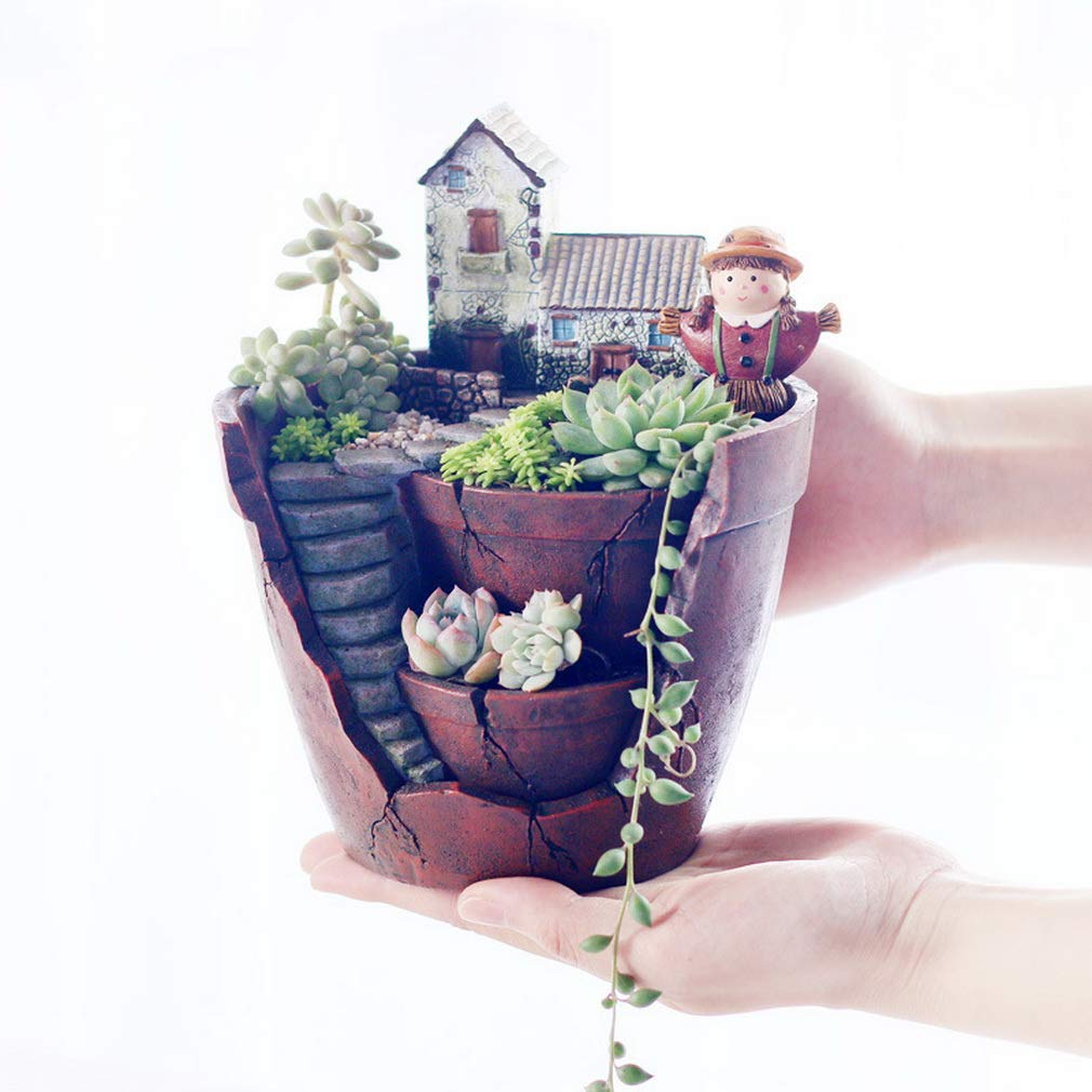 Vaso da fiori per piante da giardino delle fate, per interni ed esterni, per piante grasse e cactus