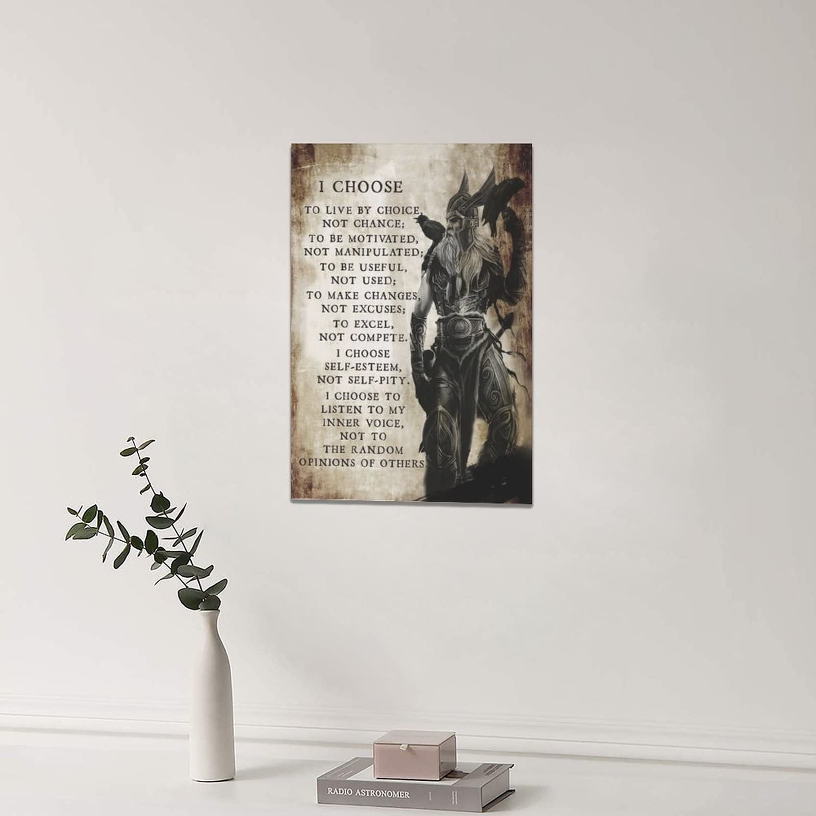 Targa In Metallo Viking Warrior, Con Scritta I Choose To Live By Choice, 20x30 Cm, Decorazione Vintage Motivazionale