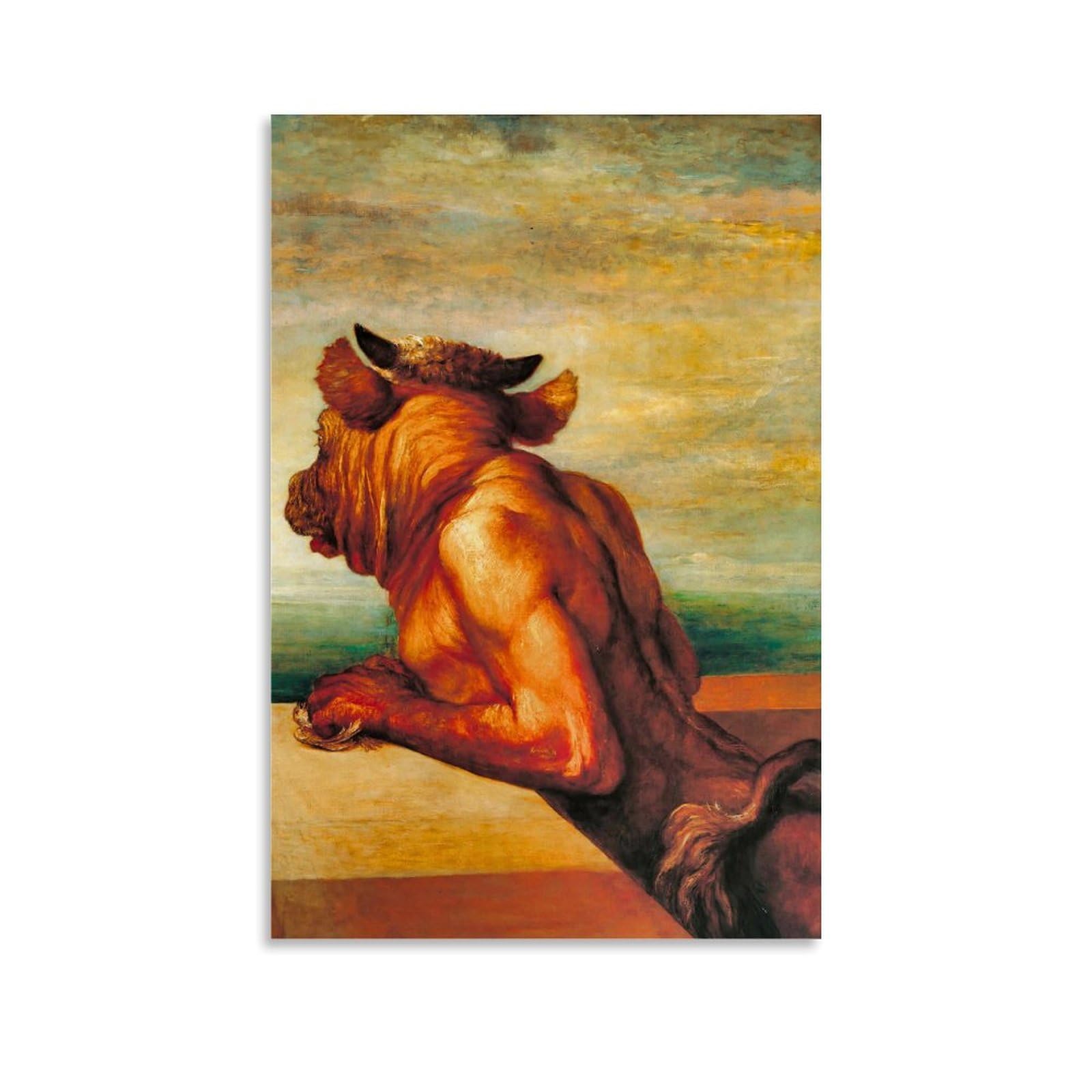 Xuxuecc Unframe Symbolist Painting The Minotaur By George Frederic Watts - Mythical Minotaur Art Poster For Living Room Wall Decor Canvas Wall Art Prints Photo Picture Paintings Room Decor Home Decorative 16