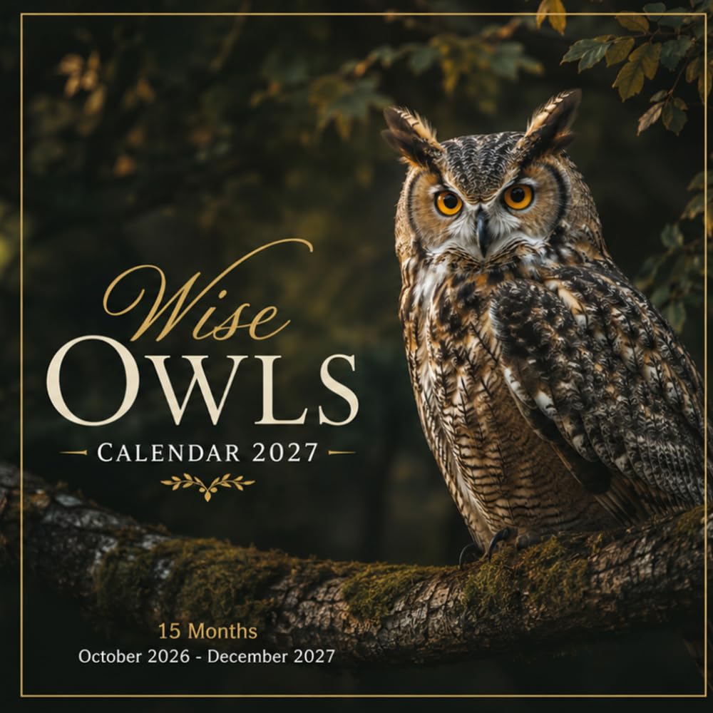 Wise Owls Calendar 2027: 15-Month October 2026 – December 2027 | Beautiful Photography