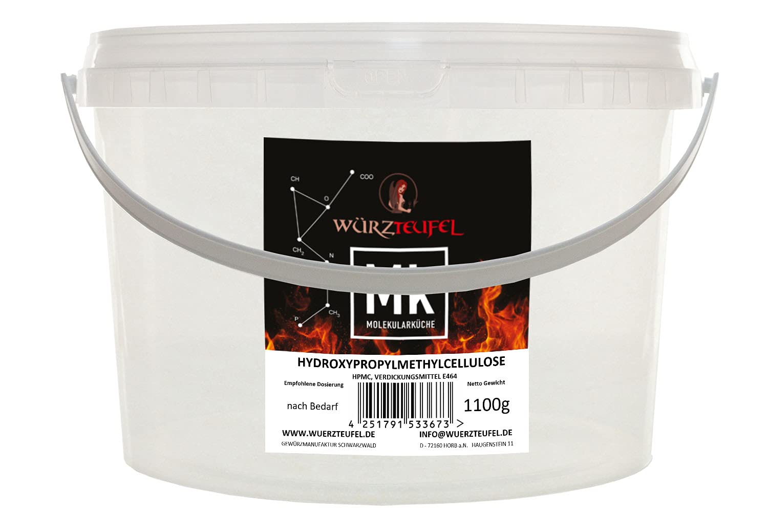 Hydroxypropylmethylcellulose HPMC Hypromellose Verdickungsmittel: E464. Glutenfrei. PE - Eimer 1100g (1,1 KG)