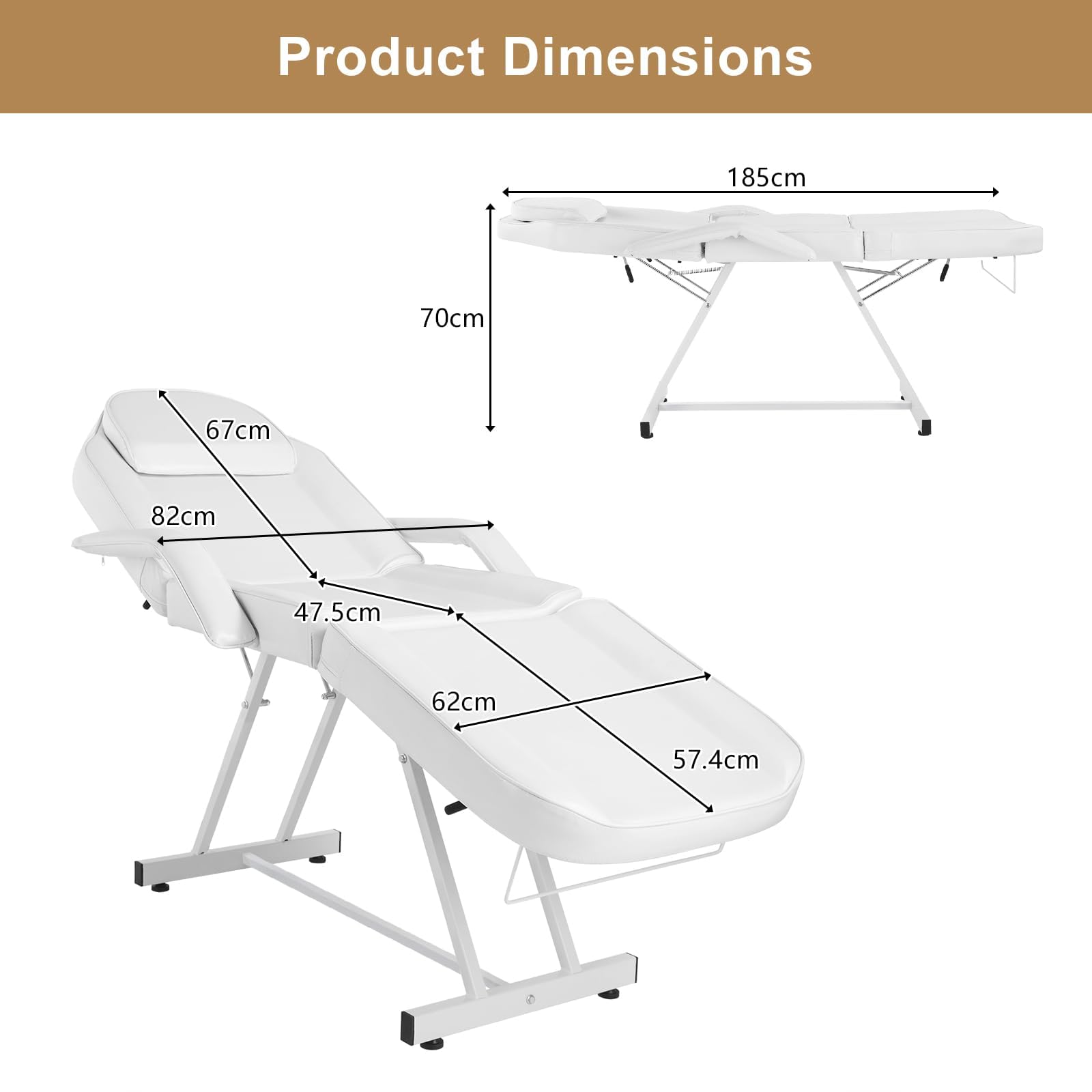 Bonnlo Tavolo da massaggio pieghevole professionale, lettino estetista, tavolo estetico professionale, sedia da letto facciale multiuso per salone di bellezza spa parrucchiere, bianco