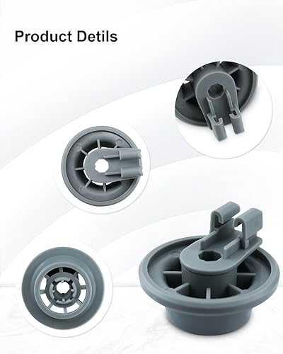 Miniatura 5 de 611475 Montaje de rueda inferior para lavavajillas - gris, apto para Bosch Reemplazar #bsh-00611475 1559847 AH3477735 AH8727387 Paquete de 4