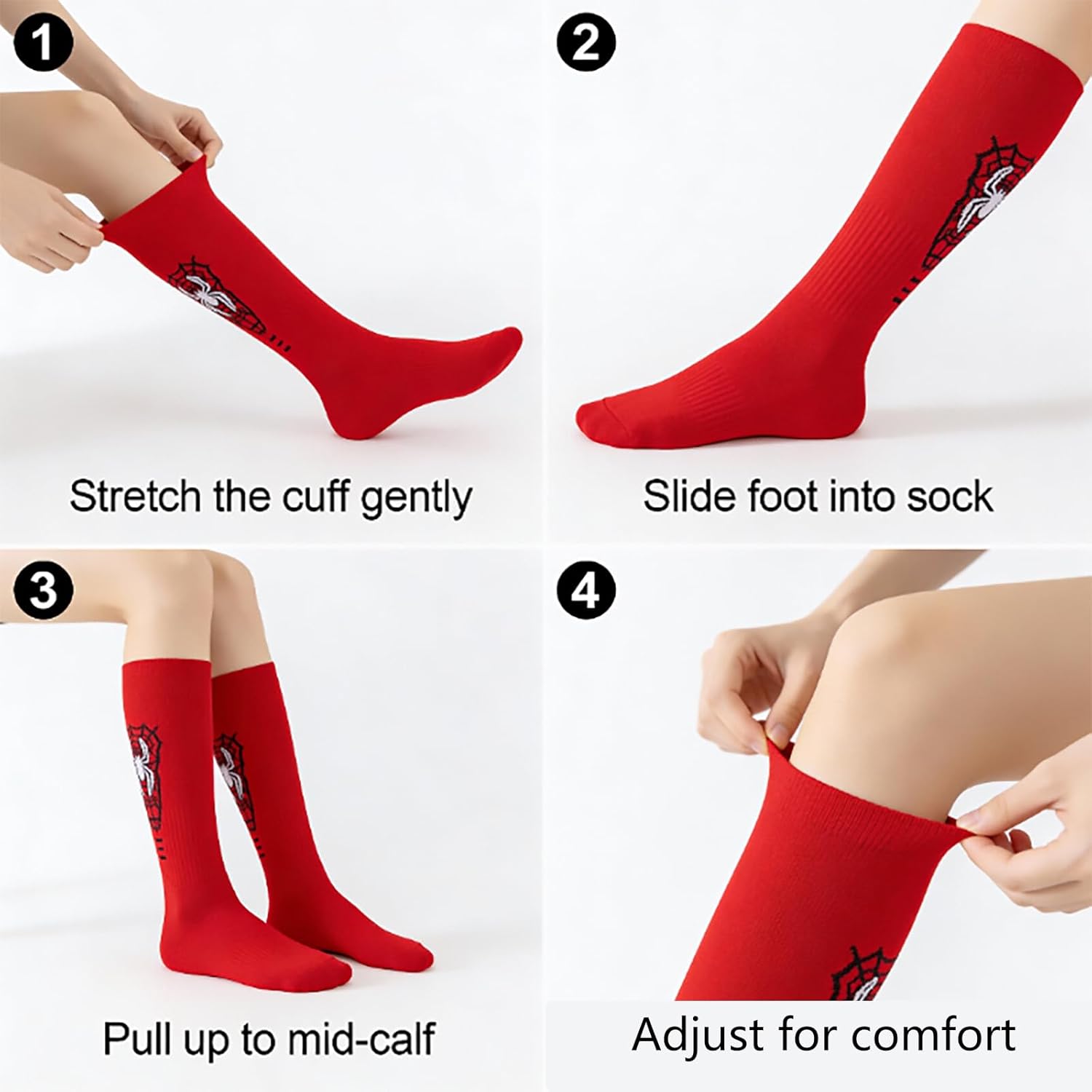 4 Pairs Spider Kids Soccer Socks, Athletic Knee High Socks Football Baseball Sports Socks for Boys Girls - Image 4