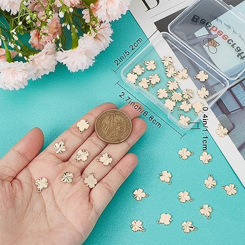 Beebeecraft 1 Box 40Pcs Four Leaf Clover Charm 18K Gold Plated Good Luck Shamrock Charms for Jewelry Making St. Parik's Day Necklace Bracelet DIY Crafts - Image 3