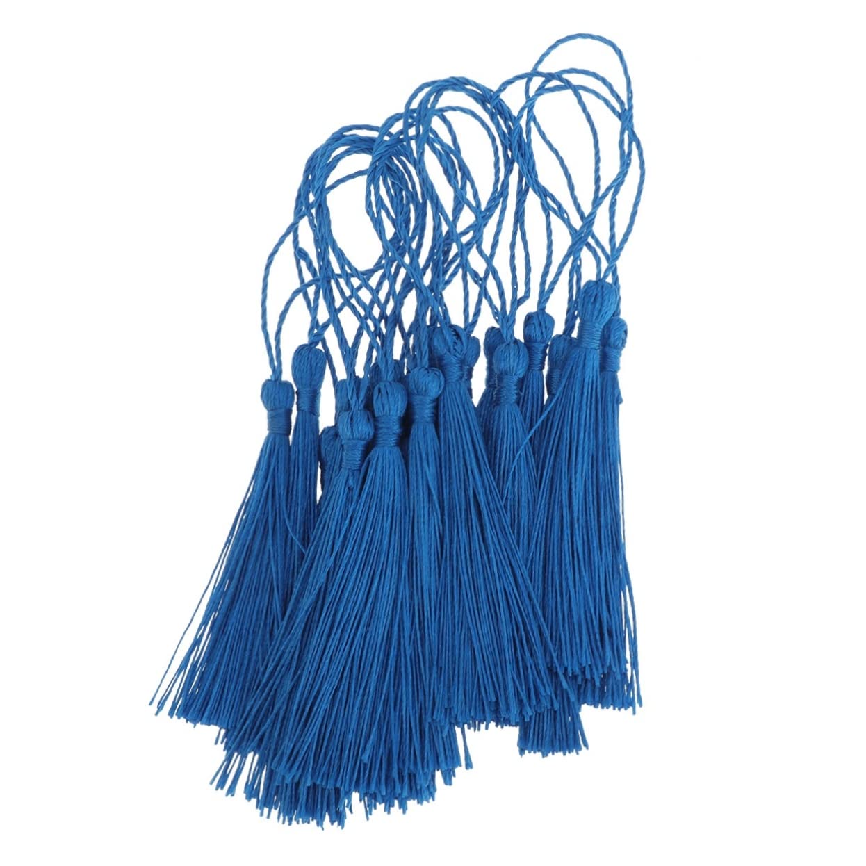 SEWACC 20 Stück Blaue Quasten aus Polyester Dekorative und Einfach Anzubringende Ohrringquasten für Armbänder und Selbstgemacht Projekte Wie Schlüsselanhänger