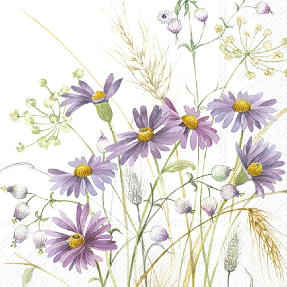 IHR Ideal Home Range - Paper Napkins LILAC ASTER 20-Count 3-Ply Cocktail Napkins 5 x 5 inches