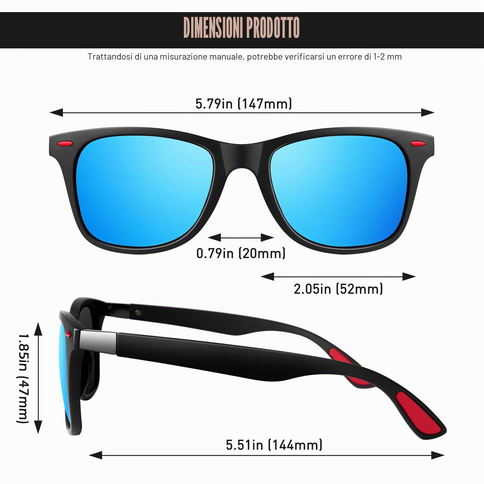 GQUEEN Occhiali da Sole da Uomo Donna Polarizzati Classici TR90 Leggeri 100% Protezione UV400 per Guidare la Pesca MO90