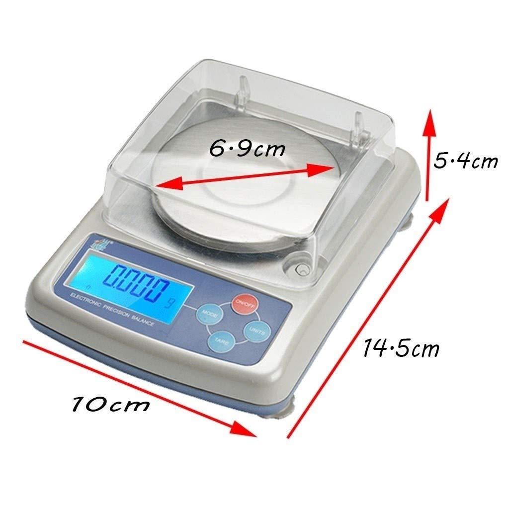 Báscula De Oro De 500 G/0,01 G para Joyería, Balanza De Laboratorio, Balanza De Cocina Digital De Precisión con Pantalla LCD.,White-50g/0.001g
