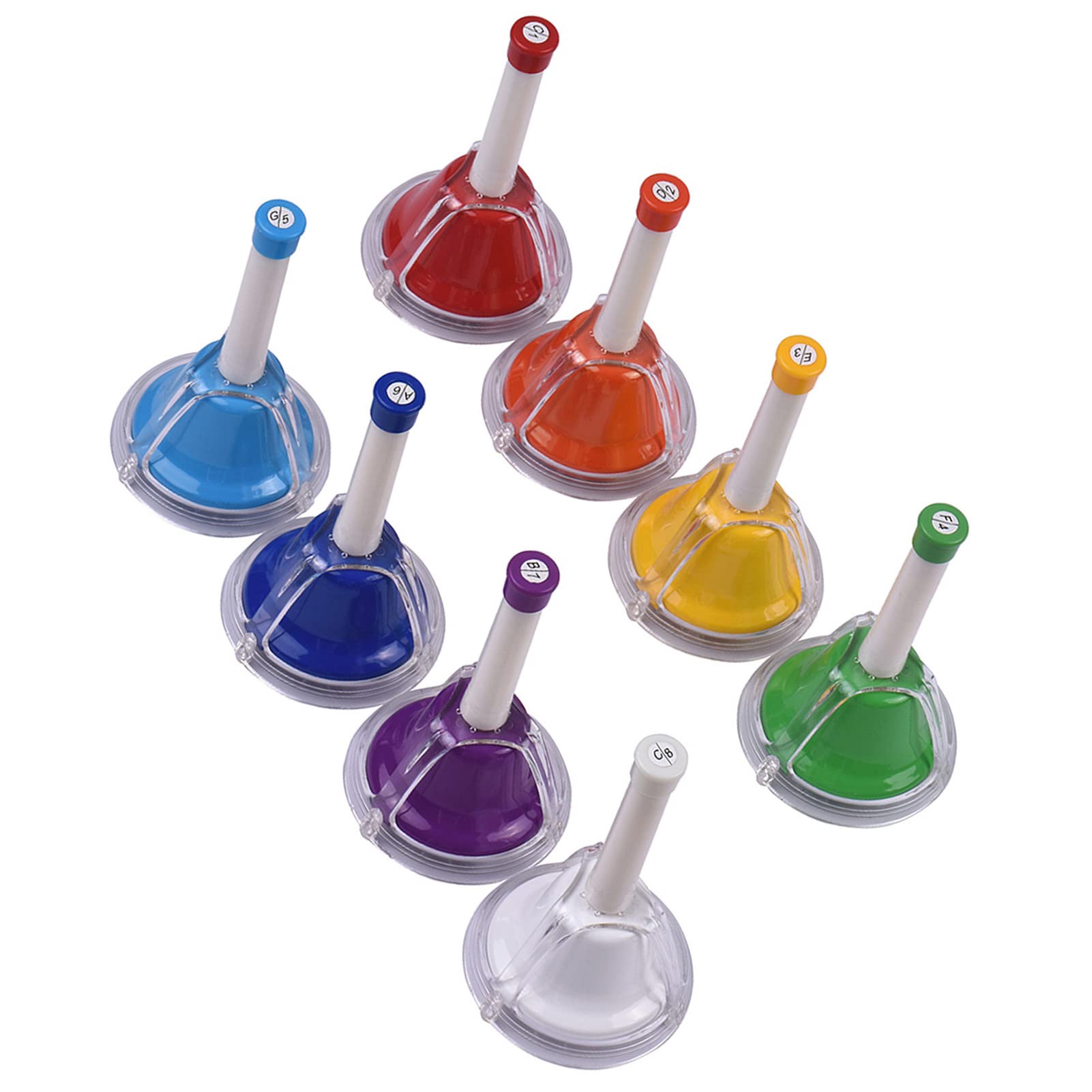 Generic Buntes 8-Noten-Diatonik-Glocken-Handglocken-Set aus Metall für den Musikalischen Lernunterricht für Kinder, Ideal für Heimunterricht und Musikunterricht, Metall-Handglocken