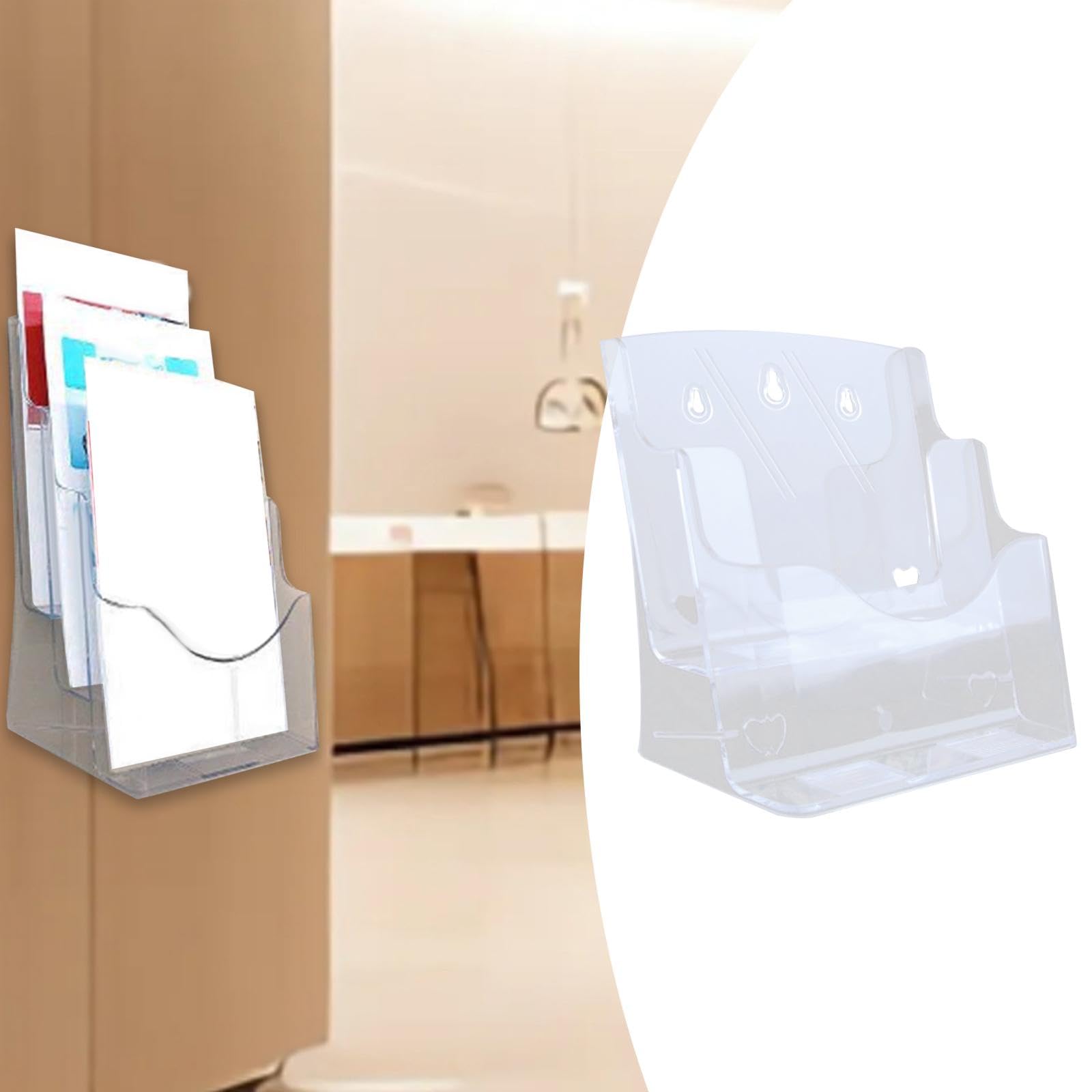B Baosity Présentoir à Brochures Acrylique Porte Documents avec Dossier Incliné et Rainure Antidérapante Supports Dépliants Multifonction Adaptés pour Bureau Éc, A4 2 niveaux