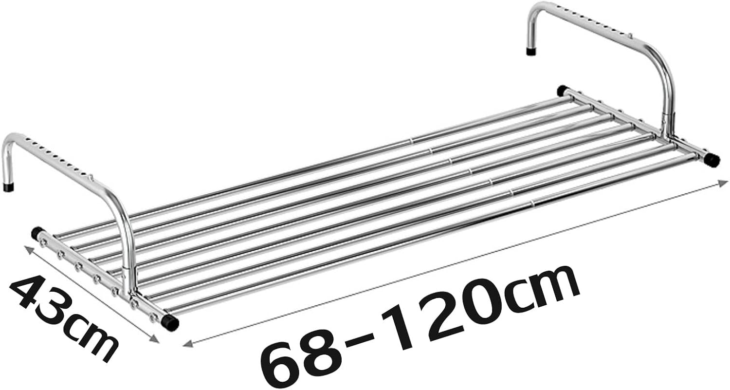 Clothes Airer Indoor Folding Retractable Drying Rack,Balcony Drying Rack Shoe Rack,Stainless Steel Laundry Drying Rack for Indoor Outdoor and The Balcony,Wall,Silver 68