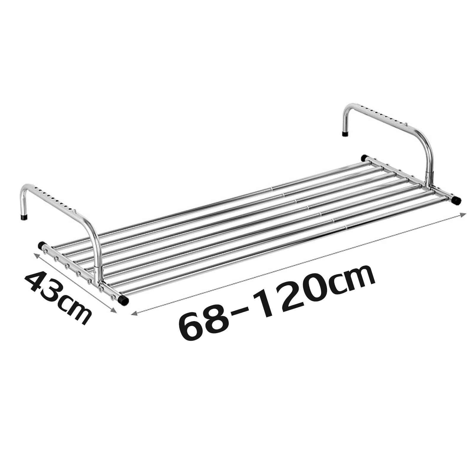 Wäscheständer Balkon-Trockenständer, Edelstahl Multifunktionaler Klappbalkon-Schuhständer Heizkörper-Wäschetrocknerständer, Ausziehbarer Wäschetrocknerständer, Für Kleidung, Schuhe, Töpfe (Silber 6812