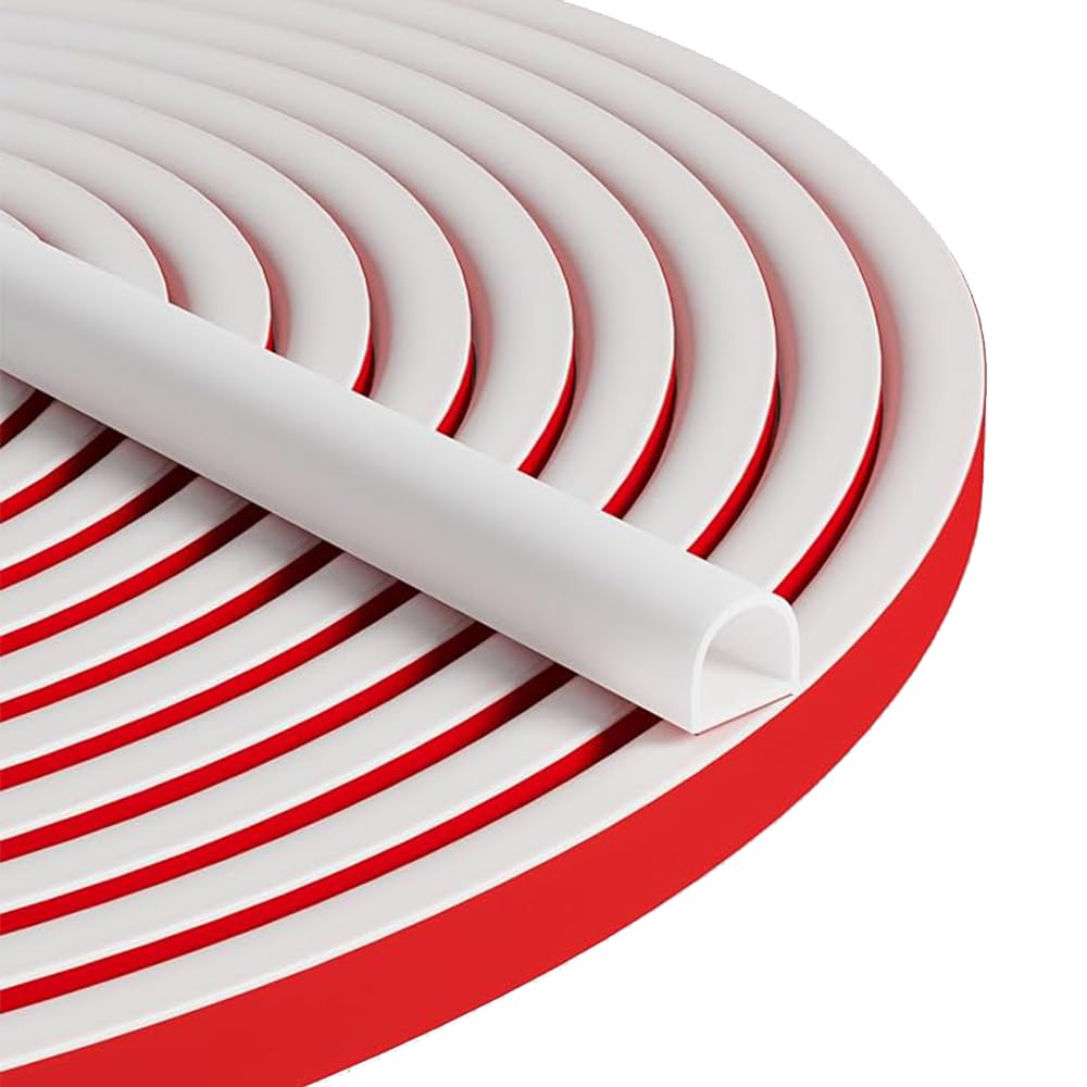 Funnytek 6M Door Sealing Strip Window Weather Stripping 9mm(W)x8mm(T) White