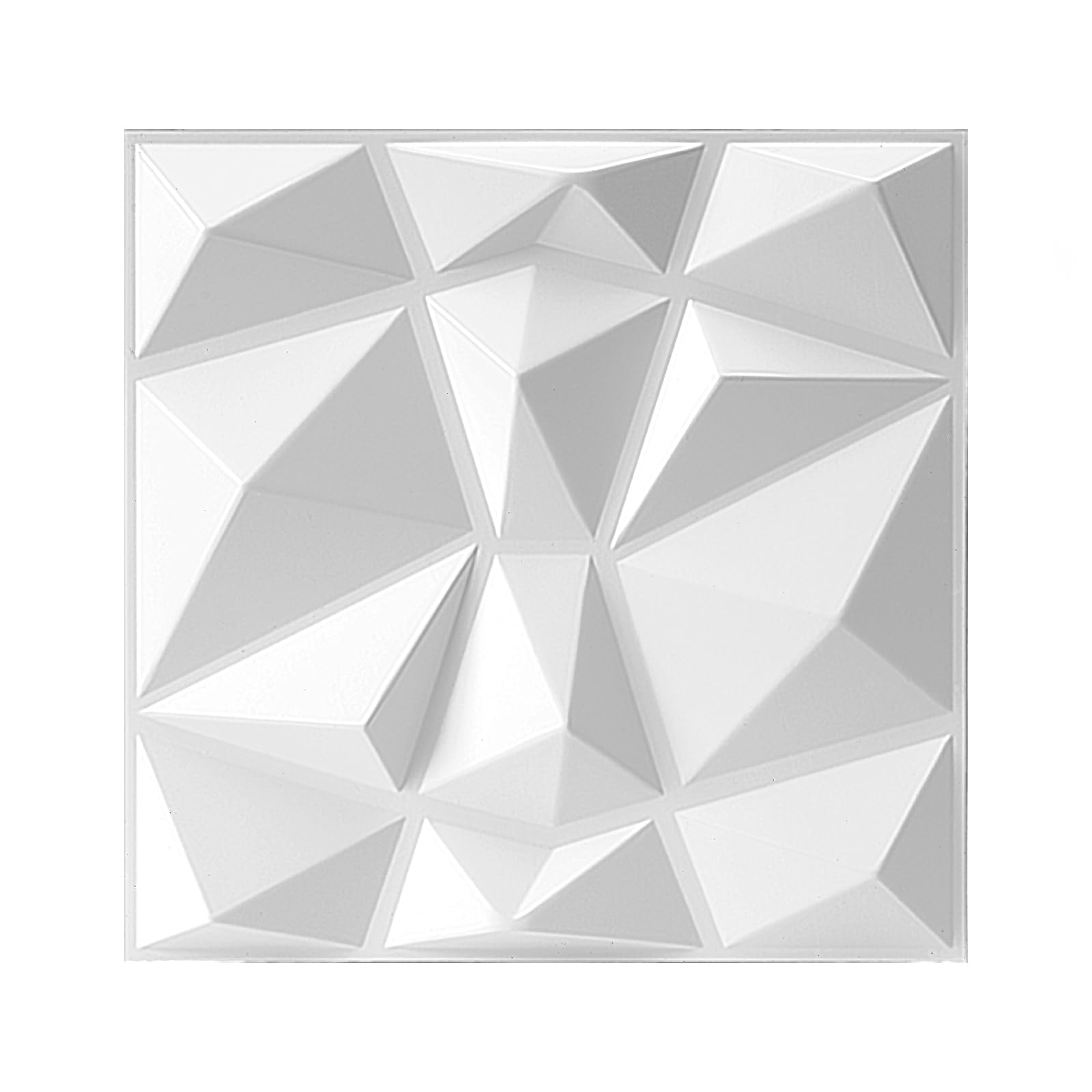 Trafagala Decorative 3D Wall Panels in Diamond Design, 11.8"x11.8" Matt White for Home and Office Decor (10 Pack)