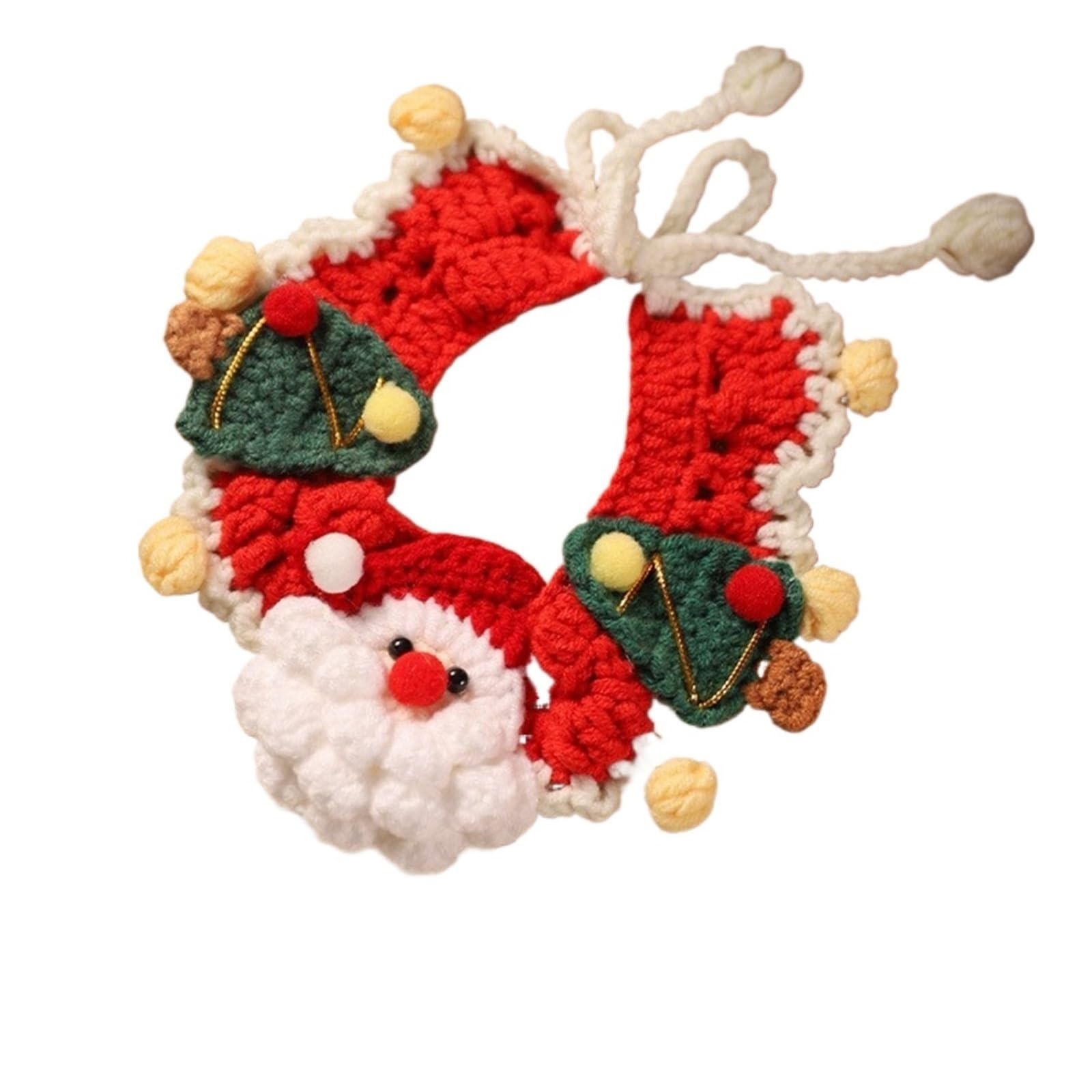 6-in-1-Weihnachtshalsband für Haustiere mit austauschbaren Glöckchen und Fliegen, verstellbares gestricktes Halsband für Katzen und kleine Hunde, festliches Urlaubskostüm-Accessoire für Weihnachten