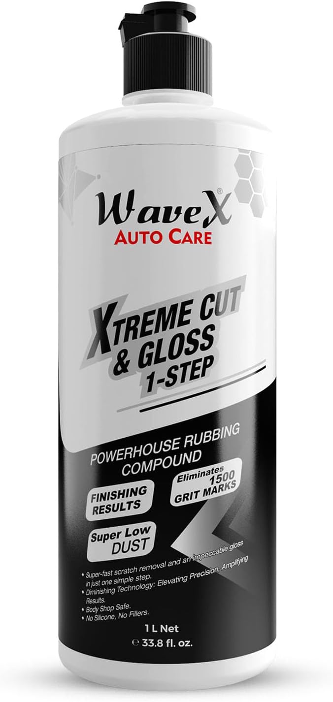 Wavex Xtreme Cut & Gloss 1-Step Compound 1 L, Professional Grade Polish for Paint Correction & Stunning Gloss, Abrasives, Silicone-Free & Versatile