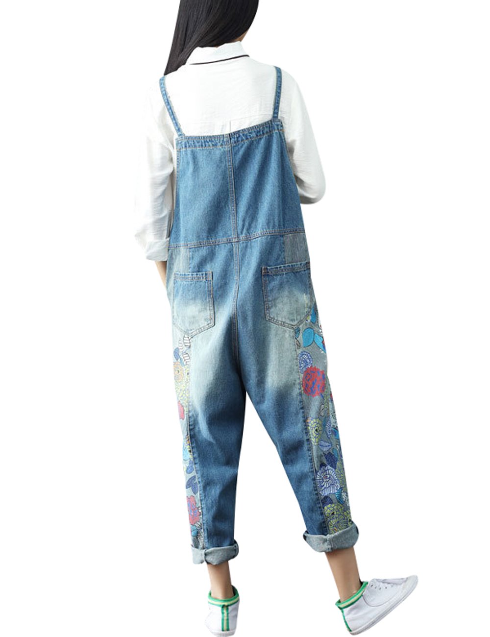 Youlee Damen Sommer Breites Bein Hose Denim Latzhose Overall Hosen