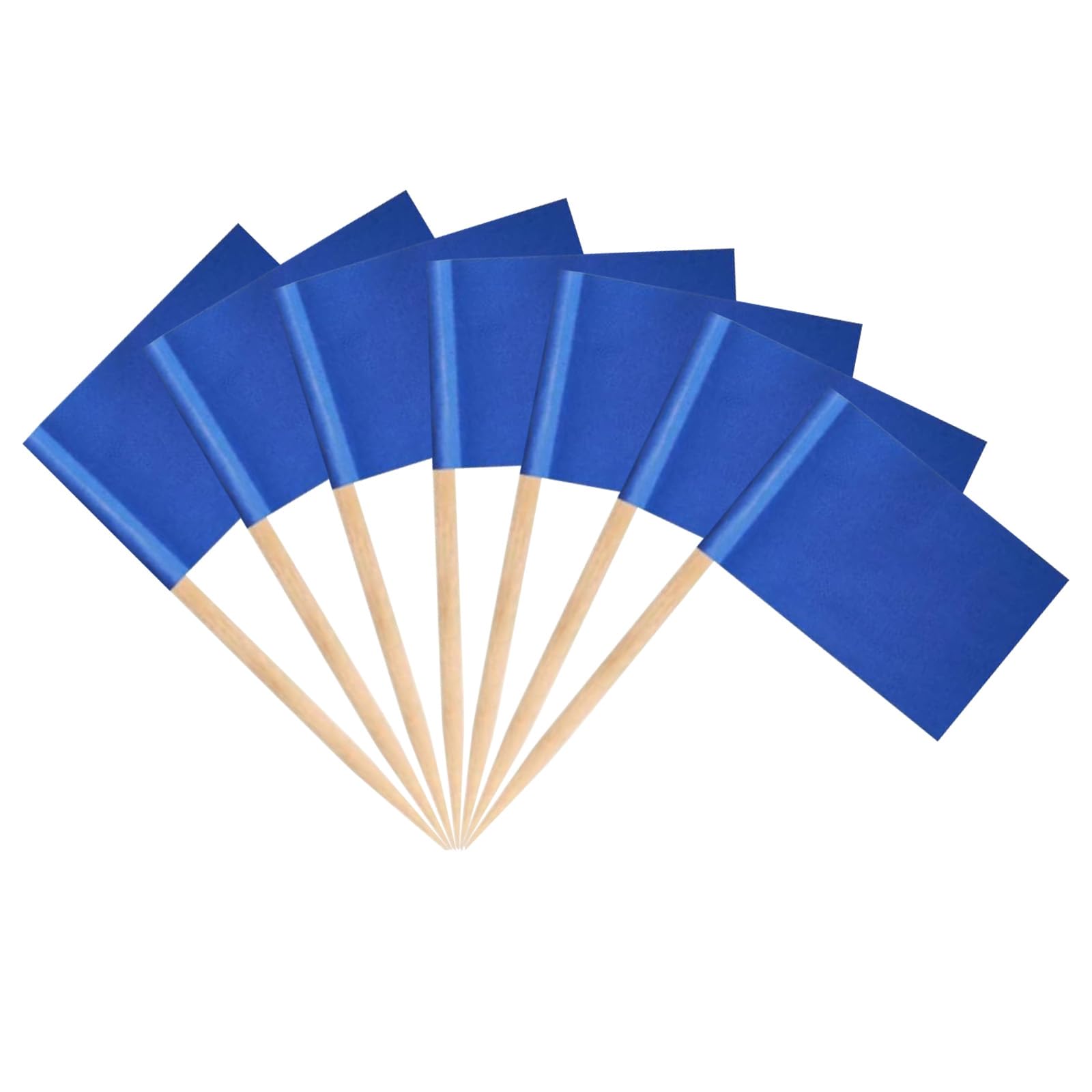 Photo 1 of 100 Pack Solid Blue Toothpick Flags, Small Mini Blue Flag Toothpicks Cocktail Picks with Wooden Sticks, Plain Cupcake Toppers for Party Food Labels, Buffet and DIY Decor