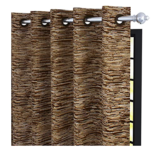 Image of Story@Home Bloom Collection Room Darkening Window Curtains 5 feet Long for Living Room, Bedroom, Kids Room - Chocolate Brown