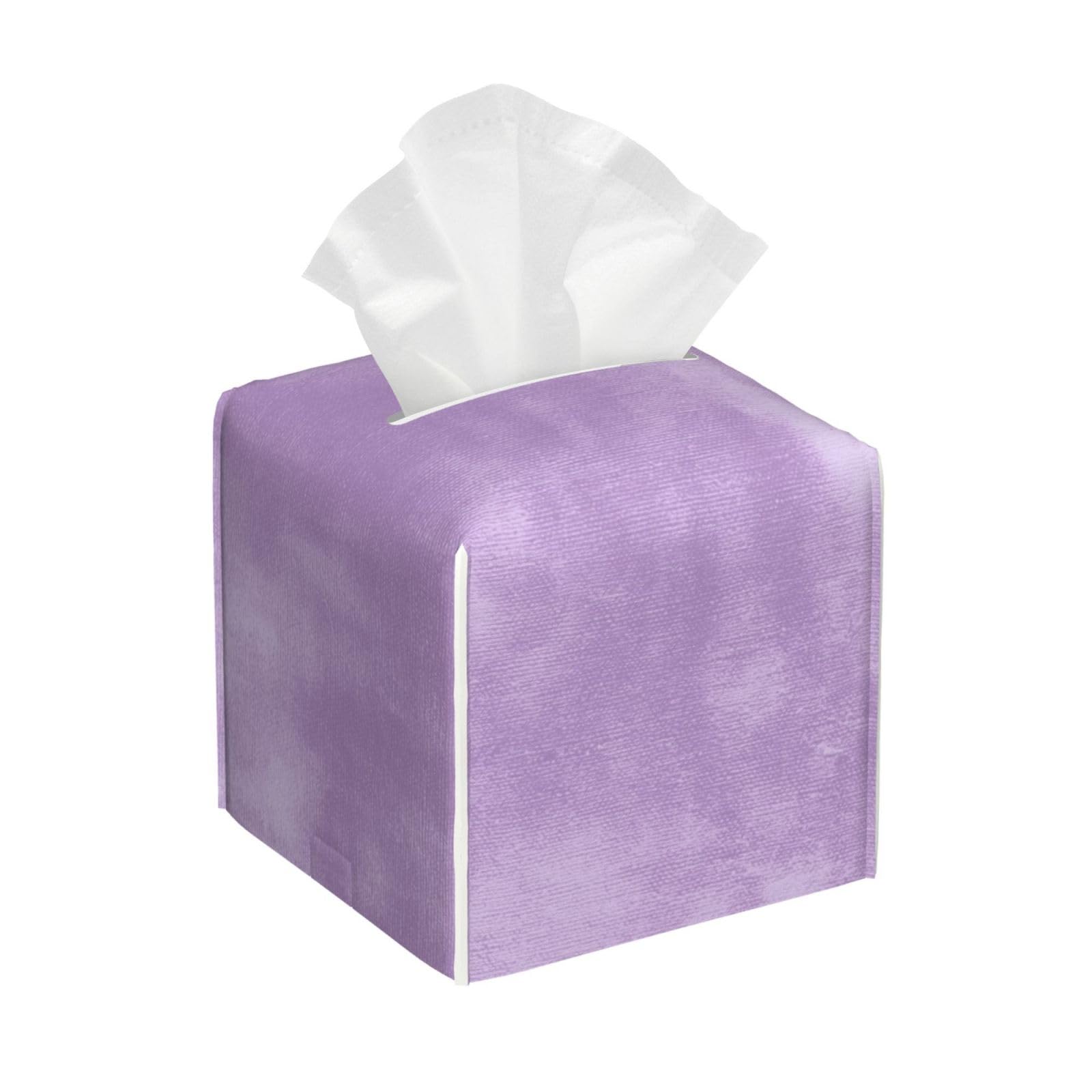Simple Soft Velvet Texture Tissue Box Cover Square Pu Leather Waterproof Tissue Box Holder for Car Bathroom Bedroom Office Tabletop Decor