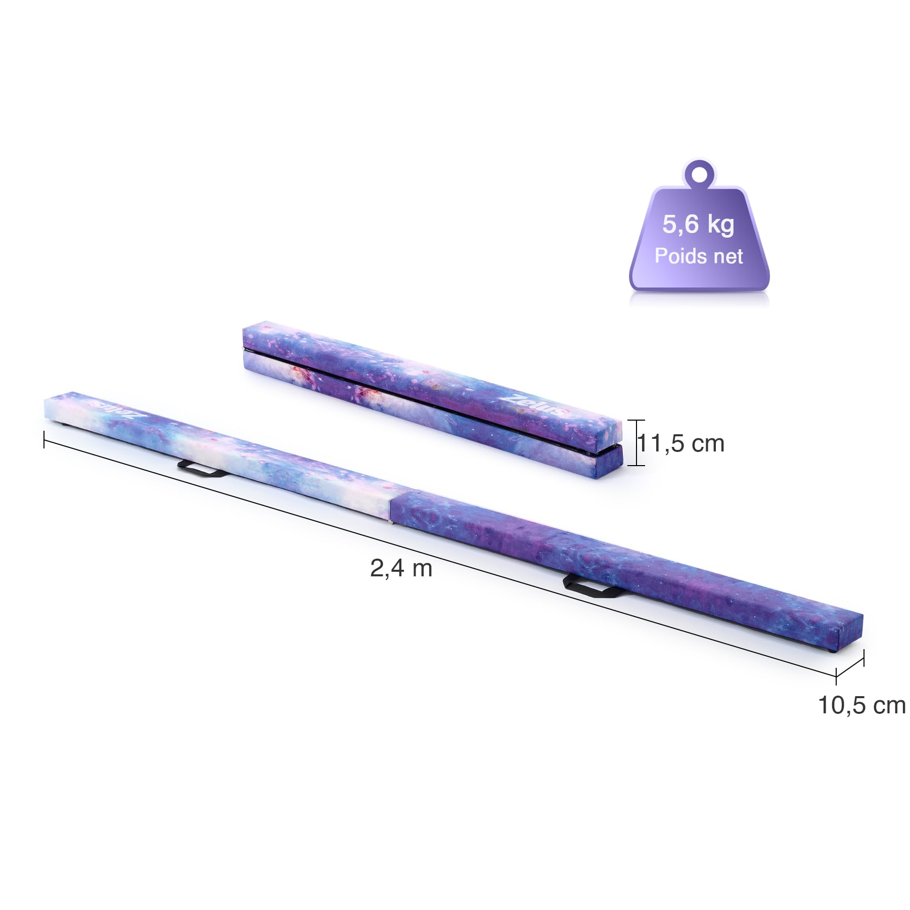 ZELUS Poutre de Gymnastique Pliable 240cm/270cm Poutre de Gym Pliante Poutre d'Équilibre Antidérapant Transportable pour Enfants Filles Gymnastes