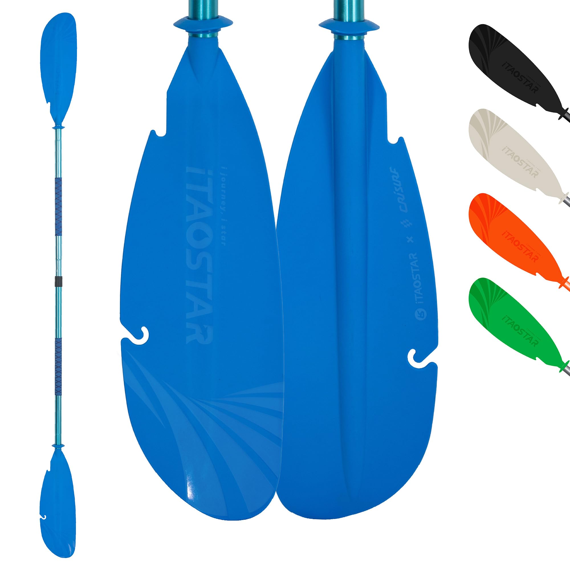 iTAOSTAR Adjustable Kayak Paddle, Aluminum Shaft and PP Blade, Floating Kayaking Oars with Anti-Freeze Grip &amp; Drip Rings, 2-Piece Lightweight Oar for Kayak Canoe Fishing – 225-235 cm (88.6-92.5 in)