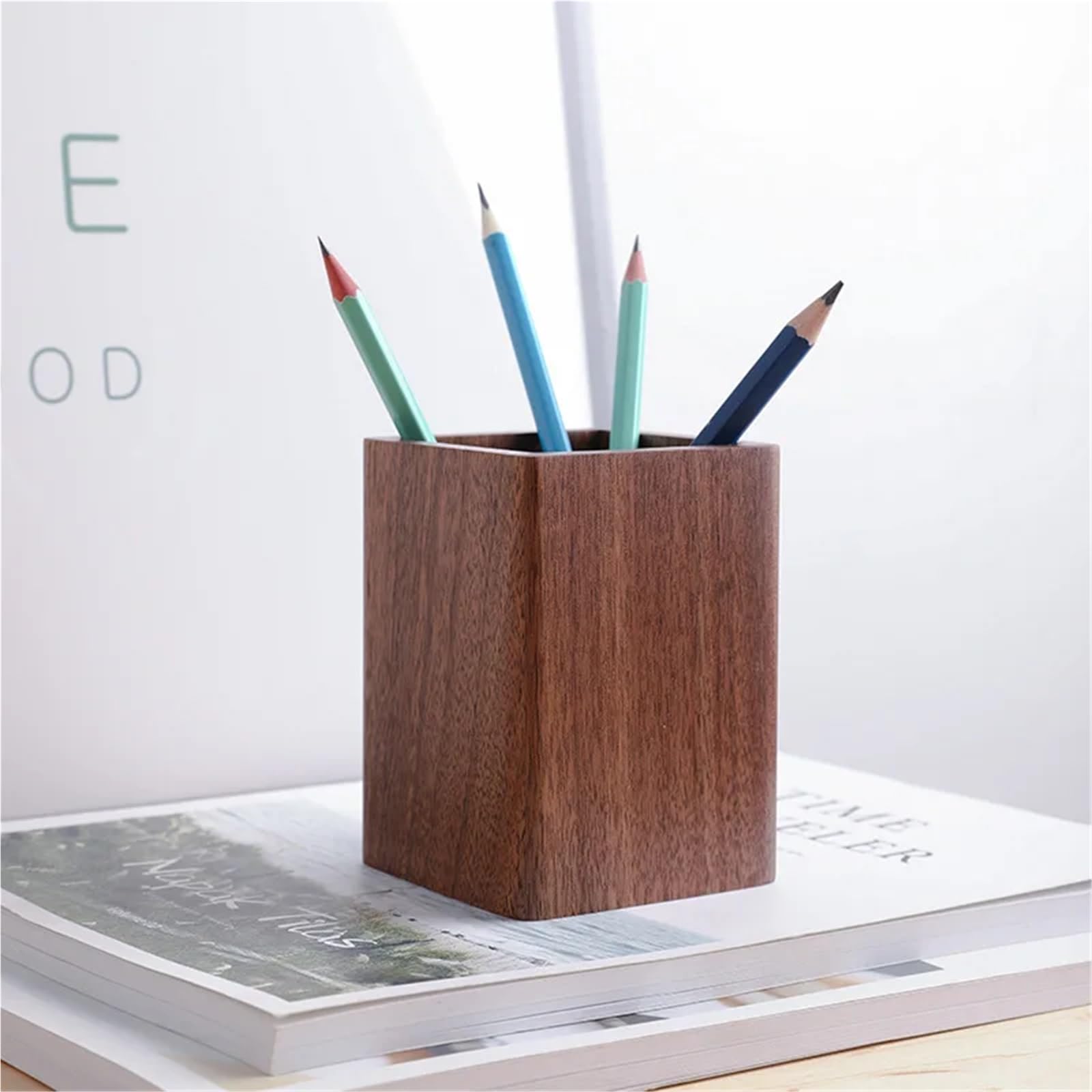 Stiftehalter Massivholz Kreativer Stifthalter Schwarz Nussbaum Desktop Aufbewahrungsbox Einfaches Lernen Büro Schreibwaren Für Schreibtische(Style 3)