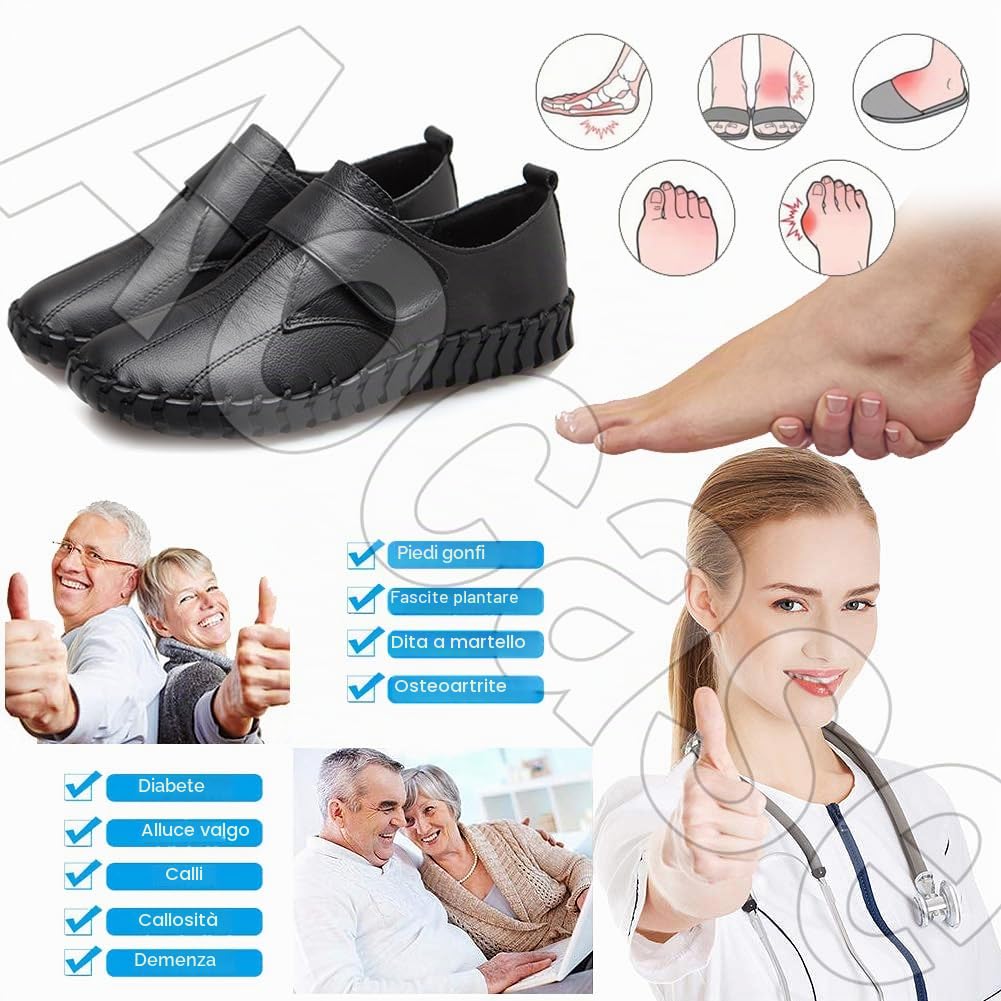 Scarpe Ginnastica a Strappo Scarpe Ginnastica Ortopediche Sandali Ortopedici Slip-on da Donna Scarpe Comode per Camminare Scarpe per Anziani Donna,Nero,42/260mm