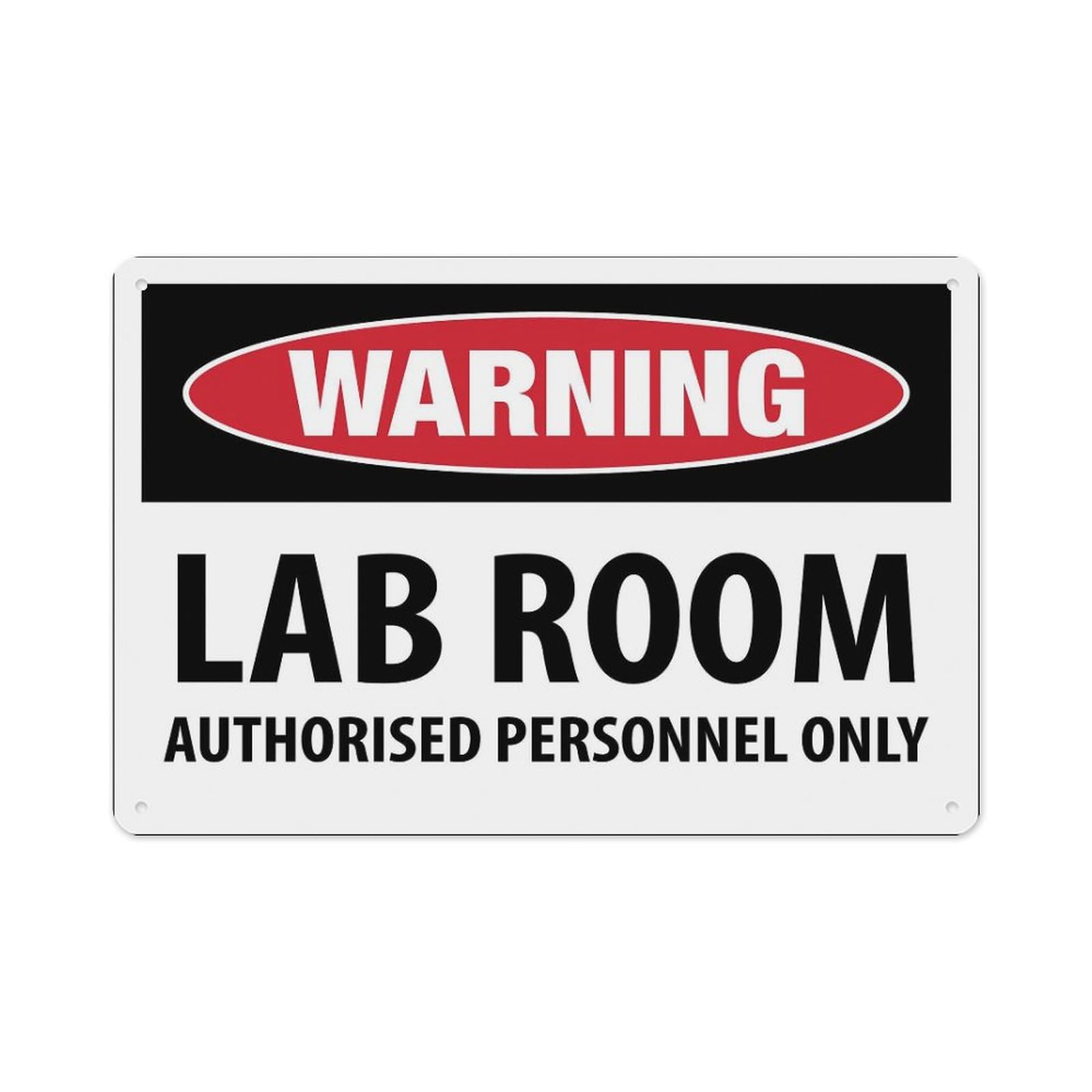 peiyeety Warning Lab Room Authorised Personnel Only Sign Aluminum Tin Warning Signs for Home Outdoor Garden 12X16 Inches