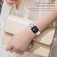 Vista 6 de Correas de reloj de dibujos animados con estampado floral compatibles con Fitbit Versa 4/Versa 3/Fitbit Sense 2/Sense Band de silicona suave