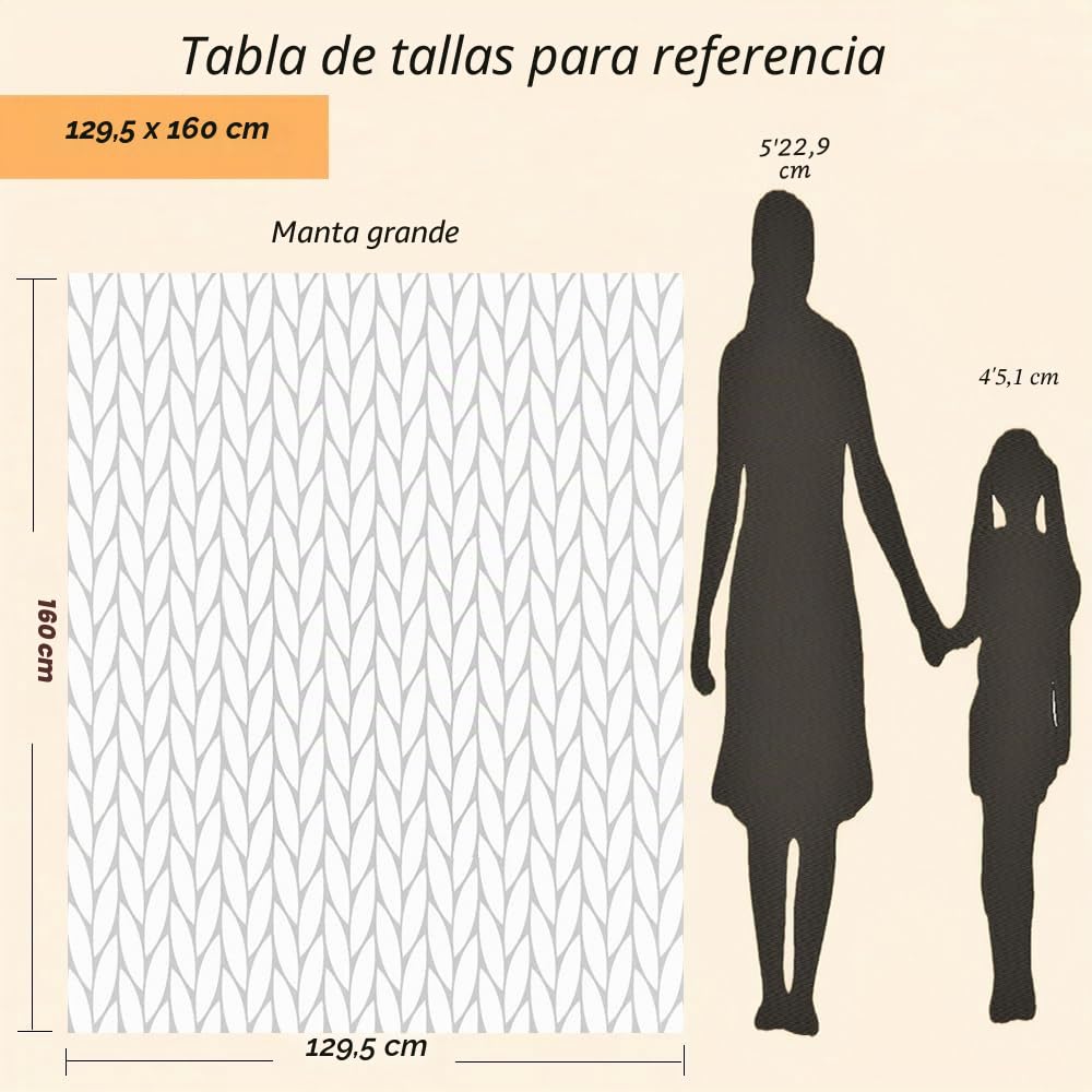 YAAPSU Manta de Punto Grueso de 50 x 60 Pulgadas, Manta de felpilla, Manta de Punto Grueso para sofá y Cama, Manta de Punto Suave y Grande, Manta de Punto Trenzado Grueso de Ganchillo (Beige)