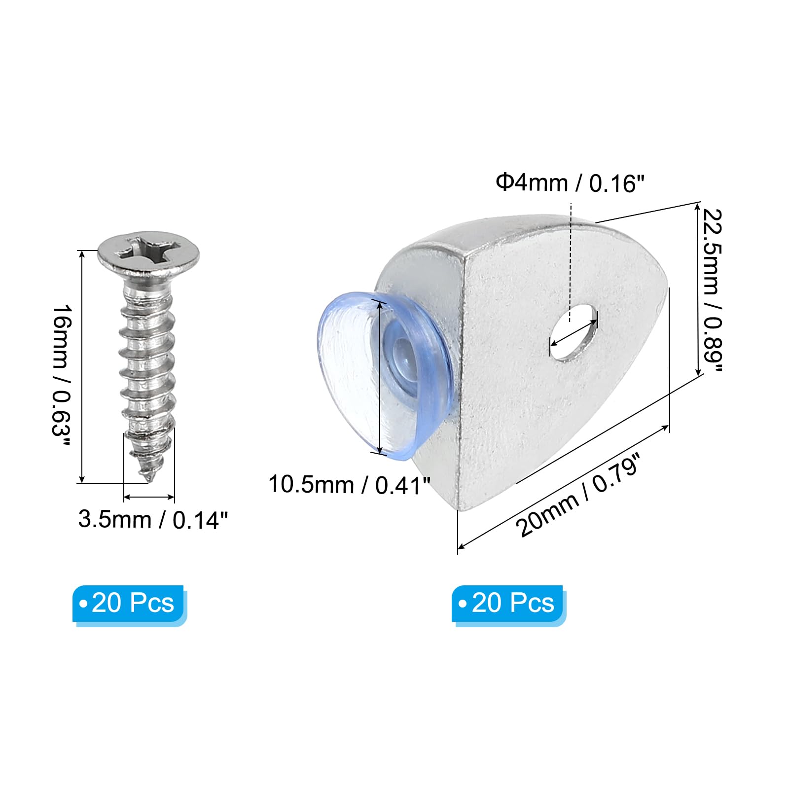 PATIKIL Shelf Support Pegs Nails, 20pcs Stainless Steel Cabinet Shelf Pins with Screws - Image 2