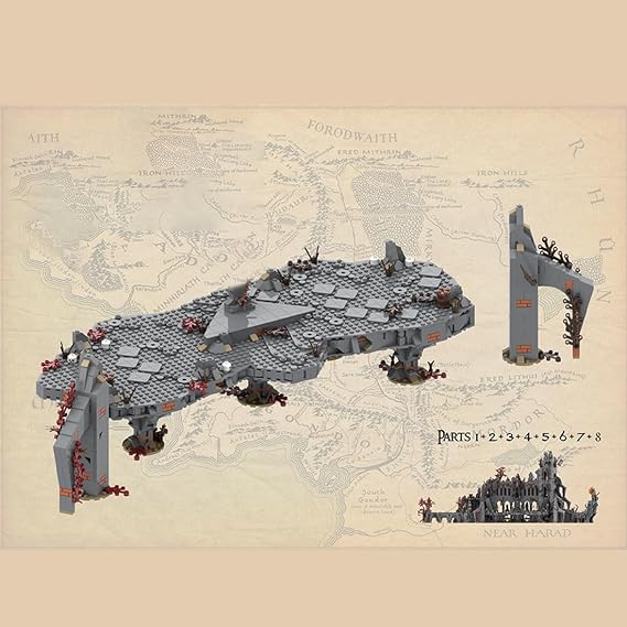 Lunaro Part 8 Medieval Dark Magic Mountain MOC Building Blocks, Modular Castle Ruins Model Kit, Fortress Architecture for Expert Builders (1124 PCS)