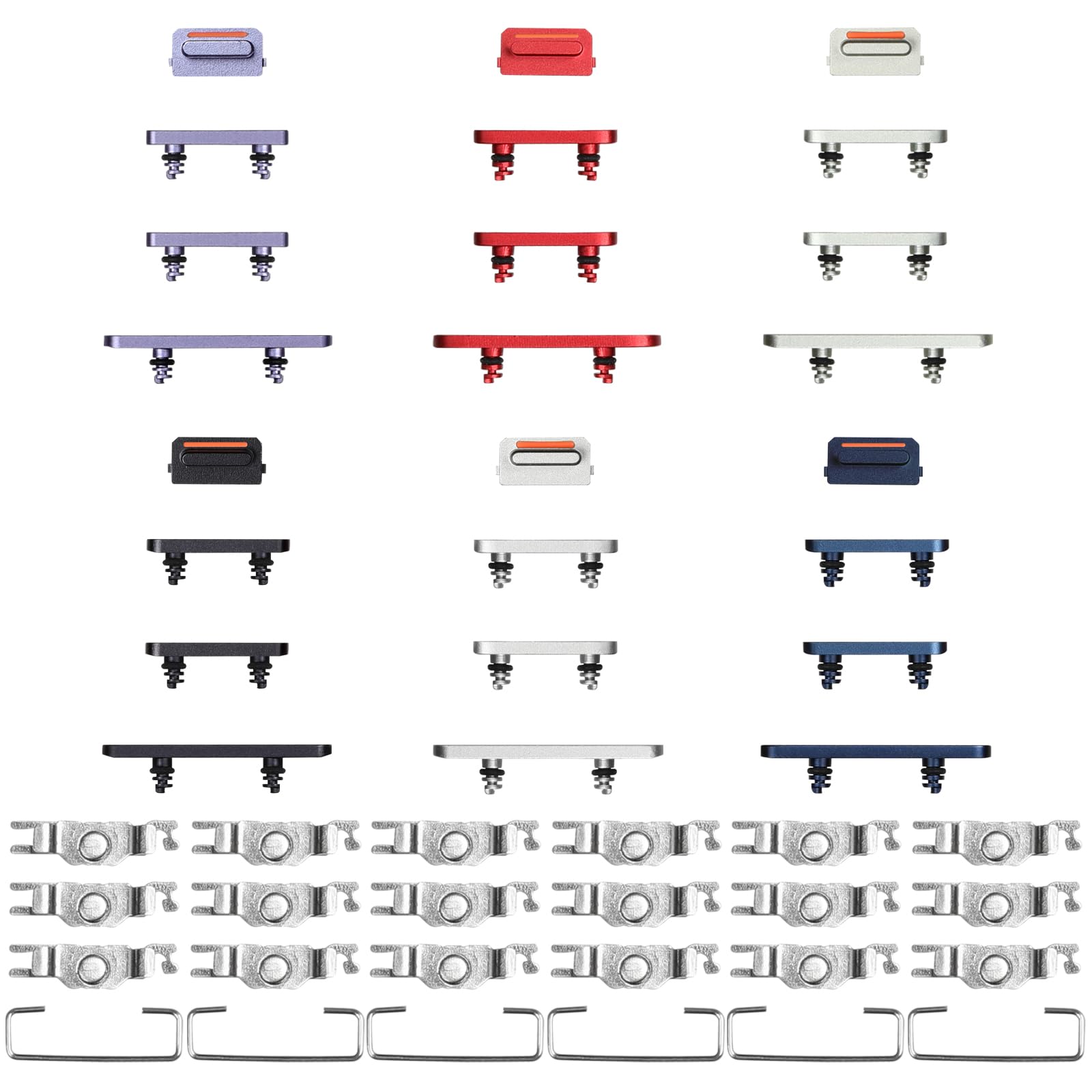 Risidamoy6 Color Side Button for iPhone 12 Mini Purple Blue Green Red White Black Mute Toggle Replacement with Hook and Buckle Repair Detachable Button Mute Key A2176 A2398 A2399 A2400