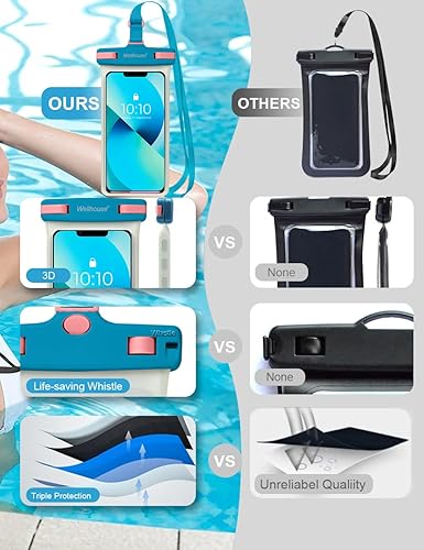 Miniatura 134 de wellhouse Funda impermeable para teléfono, funda impermeable para iPhone 16 15 14 13 12 Pro Max XS Samsung, IPX8 3D bolsa seca para teléfono celular