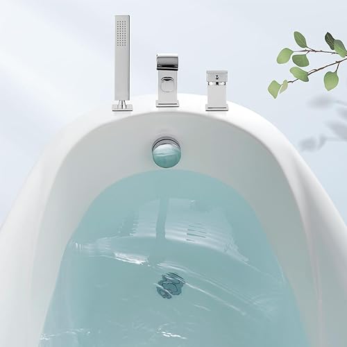 Miniatura 9 de Aolemi Grifo de bañera romano cromado polaco moderno baño bañera relleno larga cascada caño con rociador de mano ducha 3 agujeros sola manija