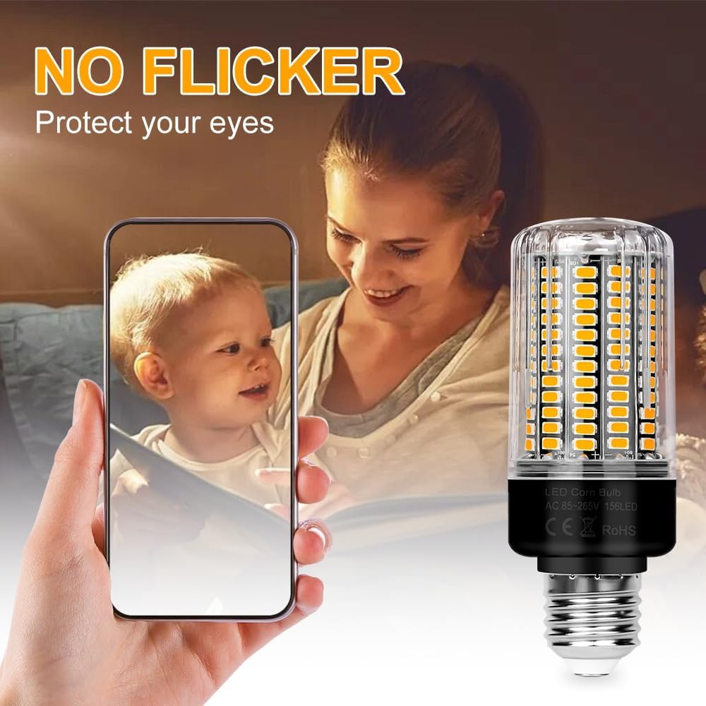 6 Pack LED Corn Light Bulb 156 LEDs 3520 Lumen 3000K Warm White E26/E27 Base Led Bulbs 85-265V Flicker Free for Kitchen Bedroom Home Lighting