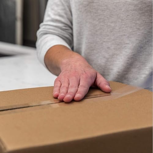 Vista 5 de Duck EZ Start - Cinta de embalaje transparente con dispensadores, paquete de 6 cintas de embalaje silenciosas y fáciles de iniciar para cajas