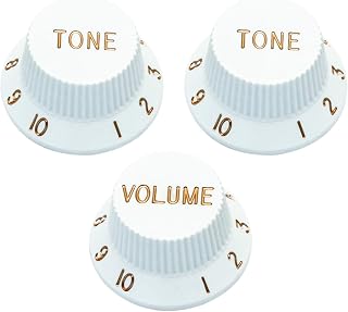 Speed Control Knobs 1 Volume 2 Tone Fits Metric Pots Knobs Compatible with Fender Strat Stratocaster Style Electric Guitar Parts. (White)