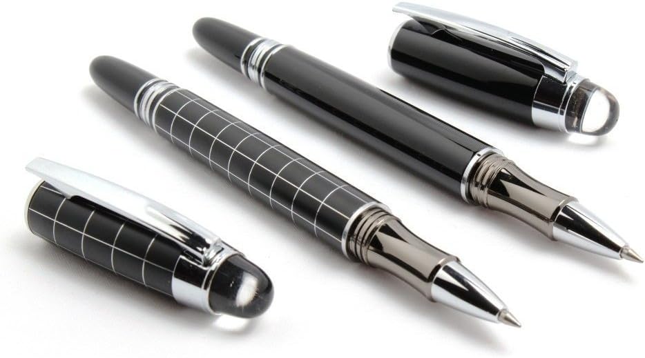 Exclusive Shine Black & Checks Starwalker Roller Ball Pen Gift Set
