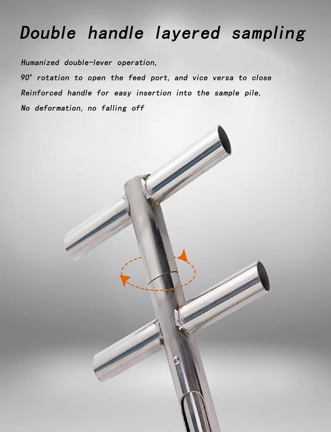 Stainless Steel Soil Grain Sampler Probe - Double Layer Rotary Tool for Solids & Powders, 48mm Diameter, 150cm Length, Ideal for Agriculture & Lab Testing,Id48mm,150cm