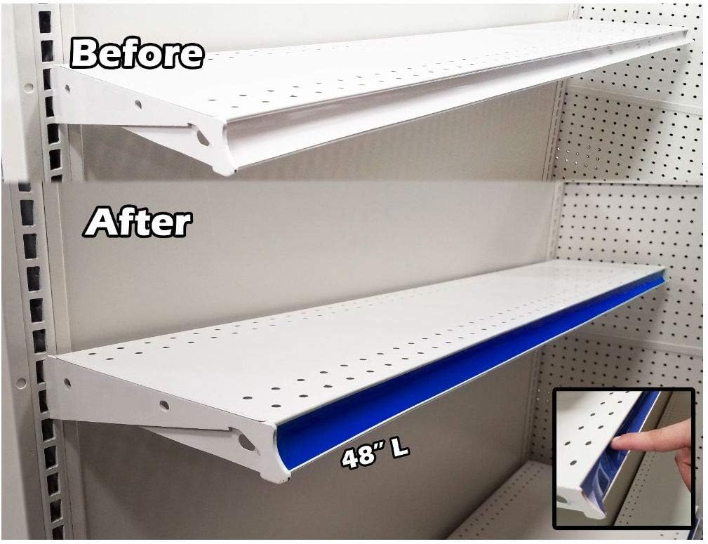Blue! 100 Pack Gondola Shelving Pre Cut Insert Strip 48" x 1.25" Shelf C-Channel
