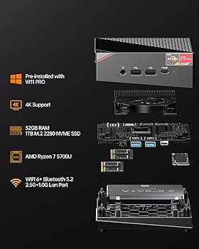 AMD Ryzen7 5700u aoostar ミニpc Amazon.co.jp: AOOSTAR ミニPC Ryzen7 5700U 16G DDR4/512G NVME