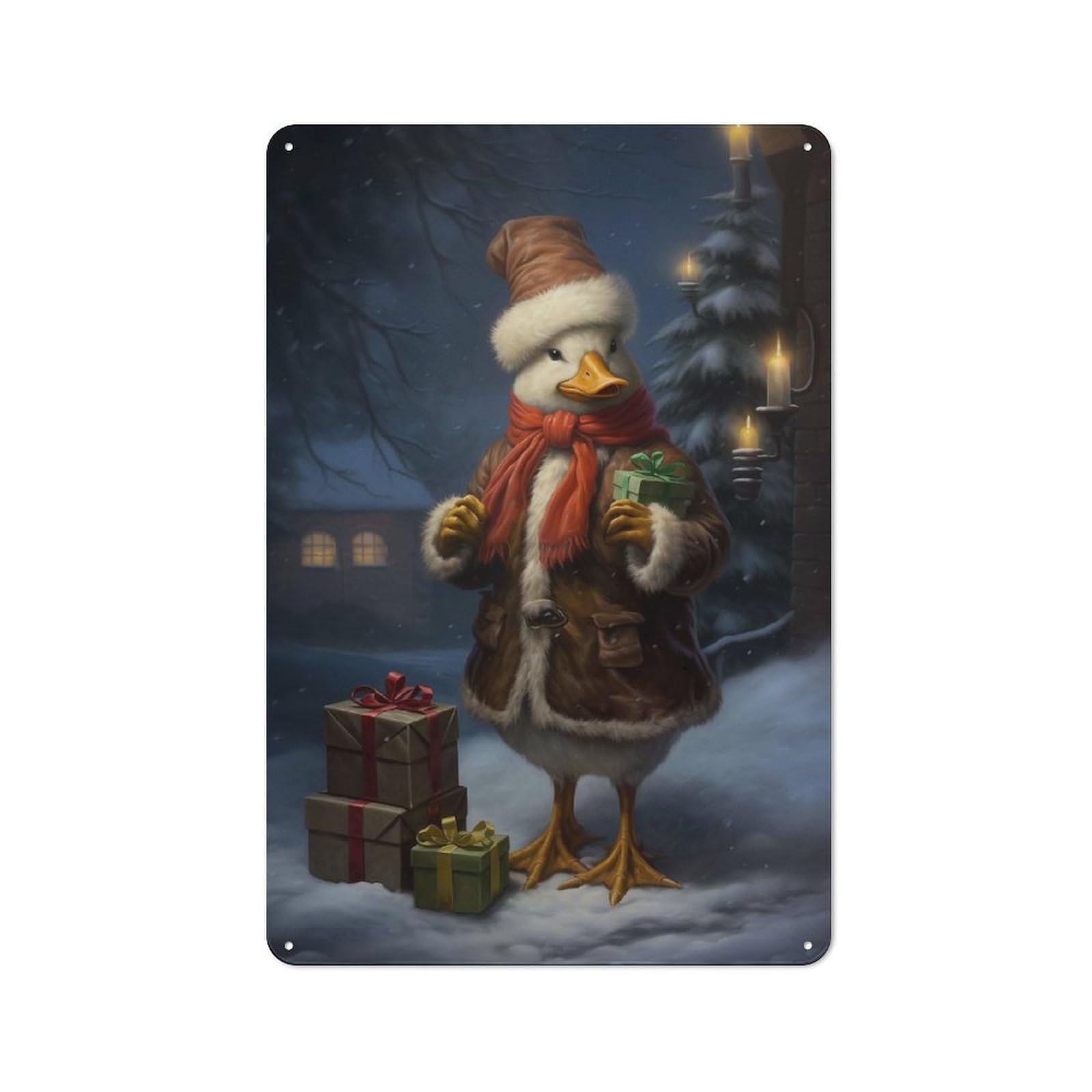 Junmoney Duck Xmas Sweet Tin Sign 30X20cm With For Hallway Wall, Vintage Decor, For Home Interiors, Feature Walls And Decorative Displays