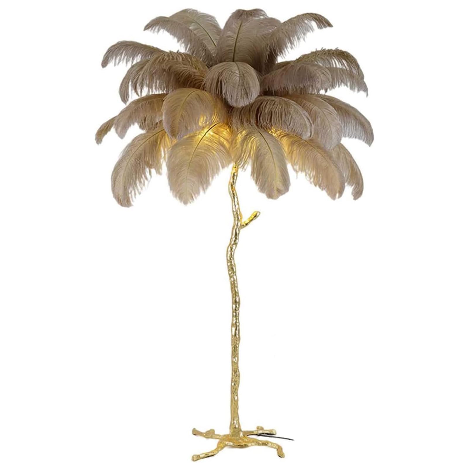 CCXXYGWJ Lampada da Romantica con Piume di Struzzo, Lampada a LED con Piume di Struzzo in Resina di Lusso, Lampada da dimmerabile in 3 Colori con Piede, Lampada da Lettura Decorativa ad Angolo per