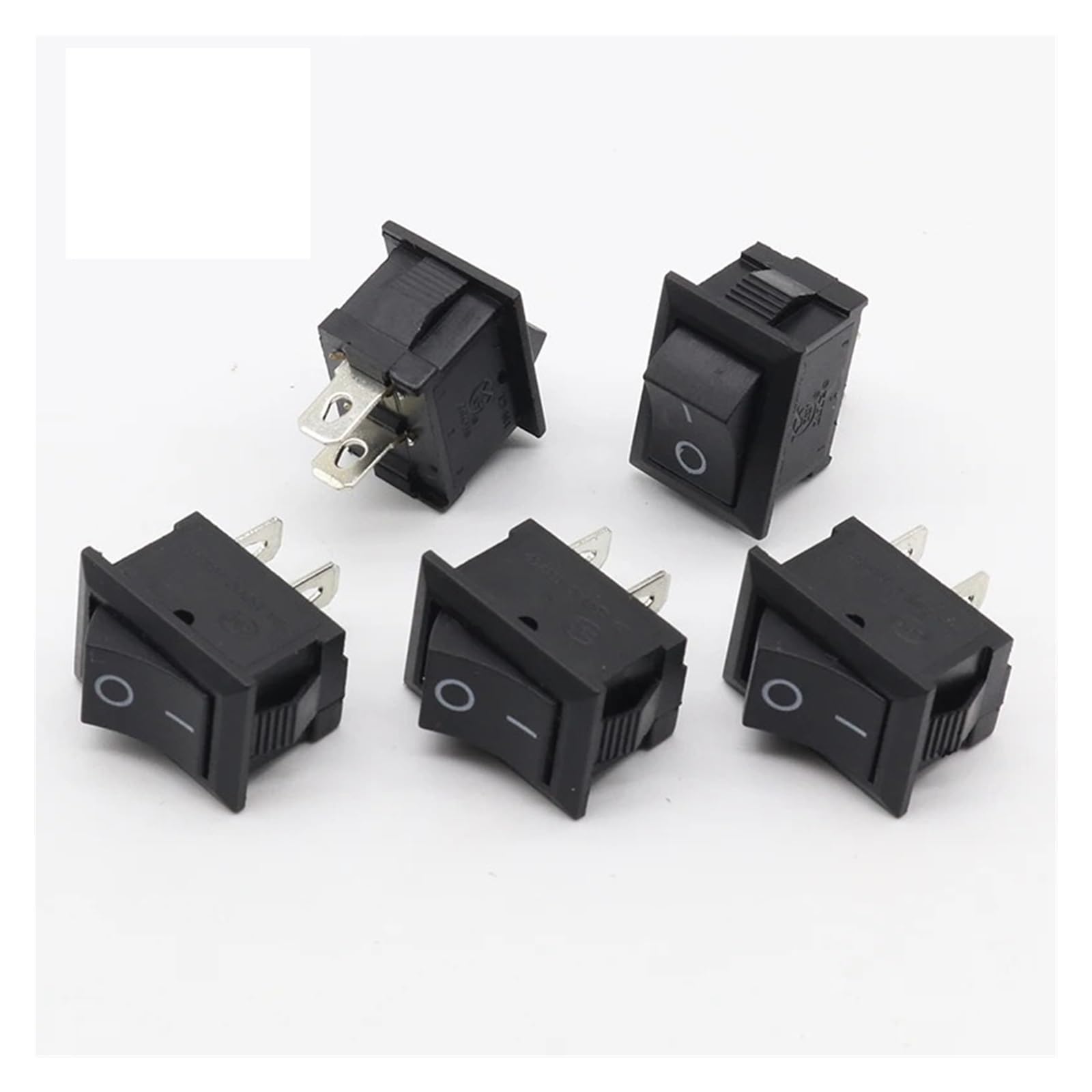 BKGWCSOR 5Pcs/Lot Black Push Button Switch 6A-10A 110V 250V KCD1 2Pin Snap-in On/Off Rocker Switch 5PCS/Lot 21MM*15MM BLACK Switches