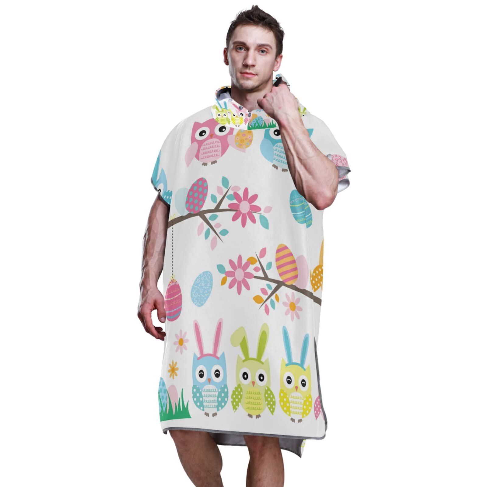 Vestaglia per il cambio di poncho da surf per adulti, con cappuccio e tasca, ad asciugatura rapida, asciugamano in microfibra, per bagno, spiaggia, all'aperto