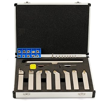OSCARBIDE 3/4?Shank 9 Pieces/Set Indexable Nickel Plated Lathe Turning Tool Holder and Boring Bar,CNC Heavy Duty for Turning Grooving Threading Cut Off